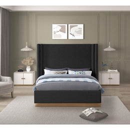 Meridian Halton Black Boucle Fabric Queen Bed (3 Boxes)