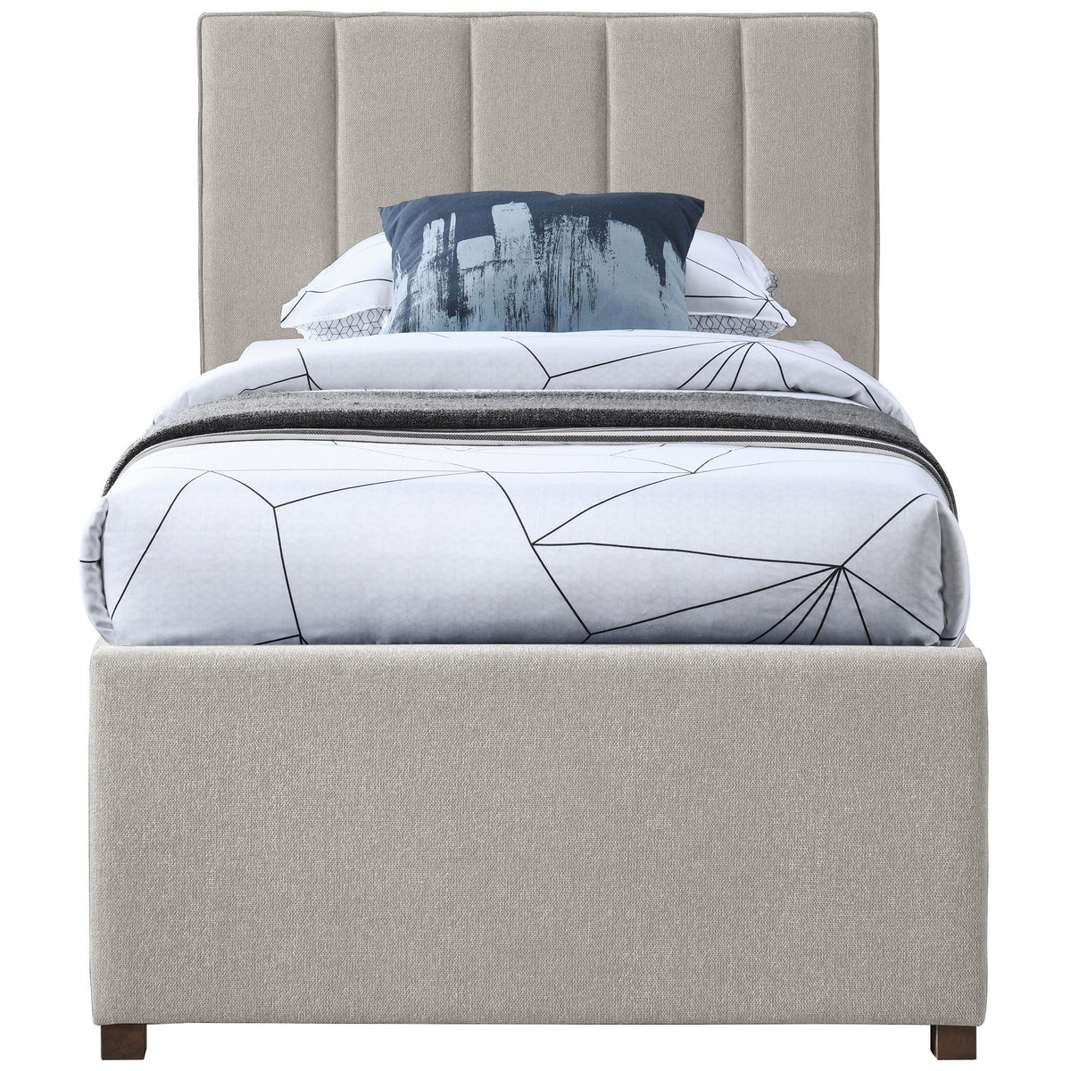 Meridian Harper Beige Linen Textured Fabric Twin Trundle Bed