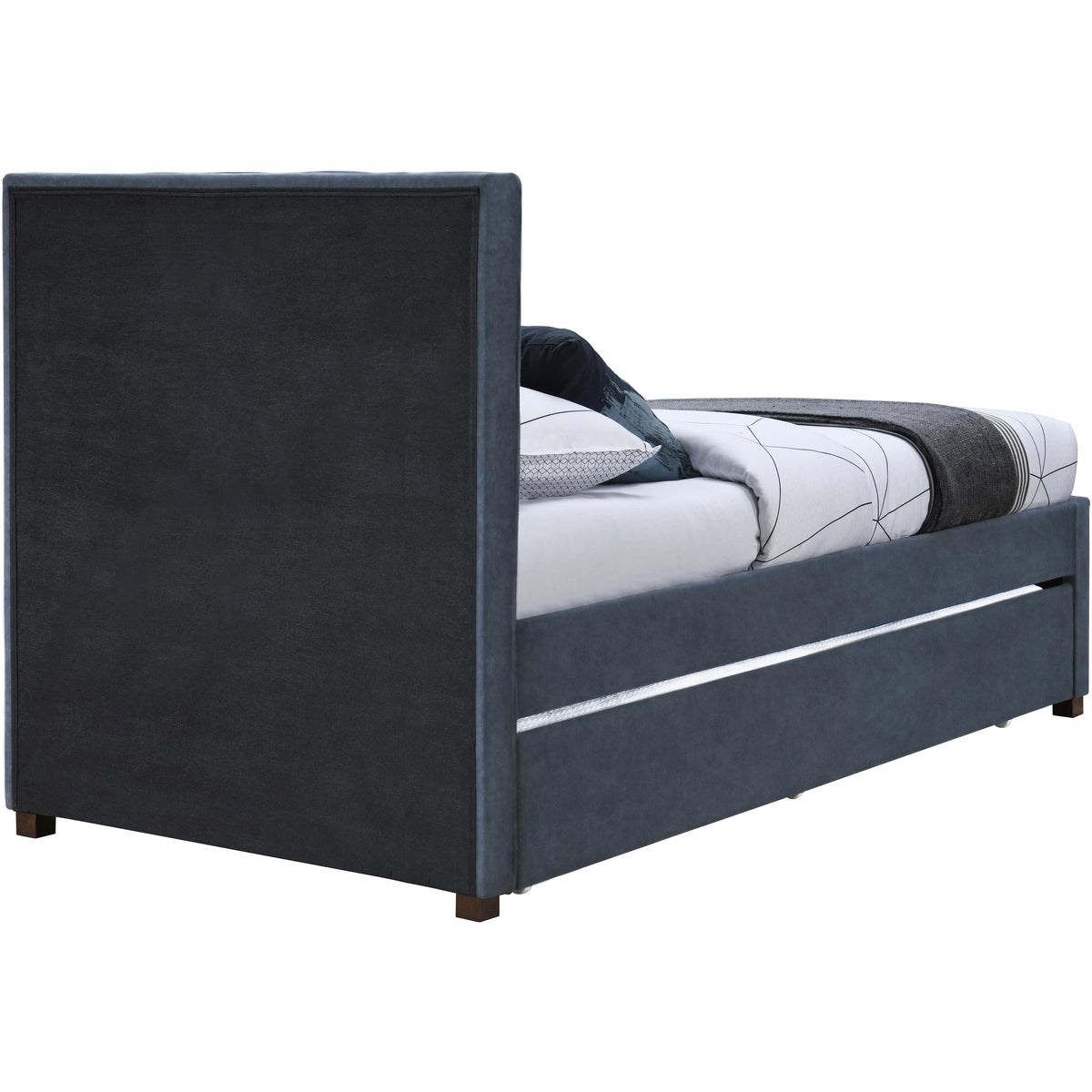 Meridian Hudson Navy Vegan Leather Twin Trundle Bed