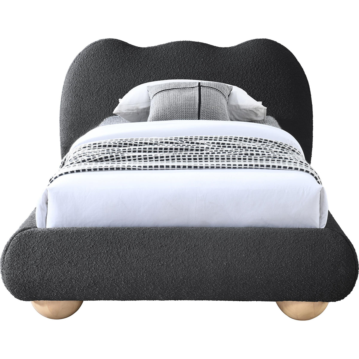 Meridian Hyde Black Boucle Fabric Twin Bed (3 Boxes)