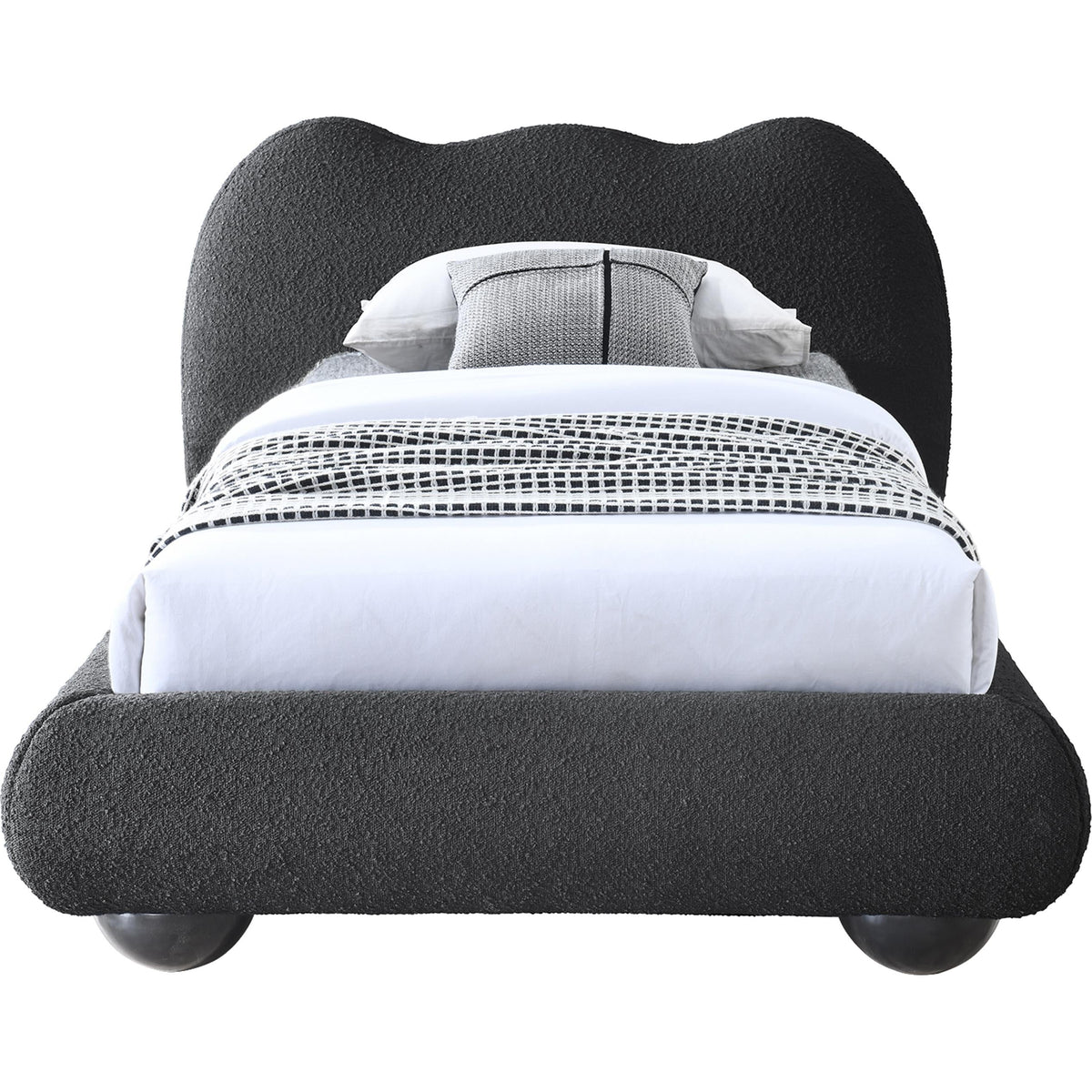 Meridian Hyde Black Boucle Fabric Twin Bed (3 Boxes)