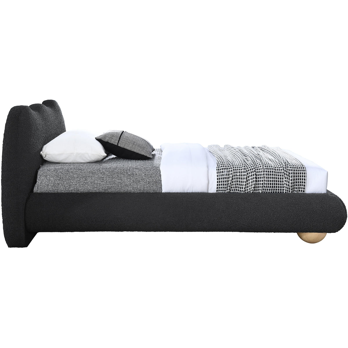 Meridian Hyde Black Boucle Fabric Twin Bed (3 Boxes)
