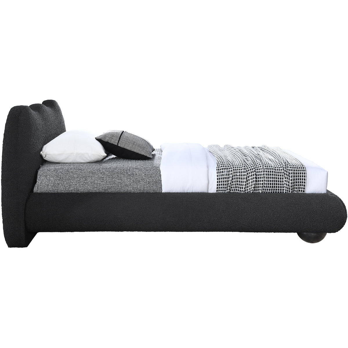 Meridian Hyde Black Boucle Fabric Twin Bed (3 Boxes)