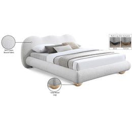 Meridian Hyde Cream Boucle Fabric Queen Bed (3 Boxes)