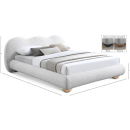 Meridian Hyde Cream Boucle Fabric Queen Bed (3 Boxes)