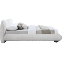 Meridian Hyde Cream Boucle Fabric Queen Bed (3 Boxes)