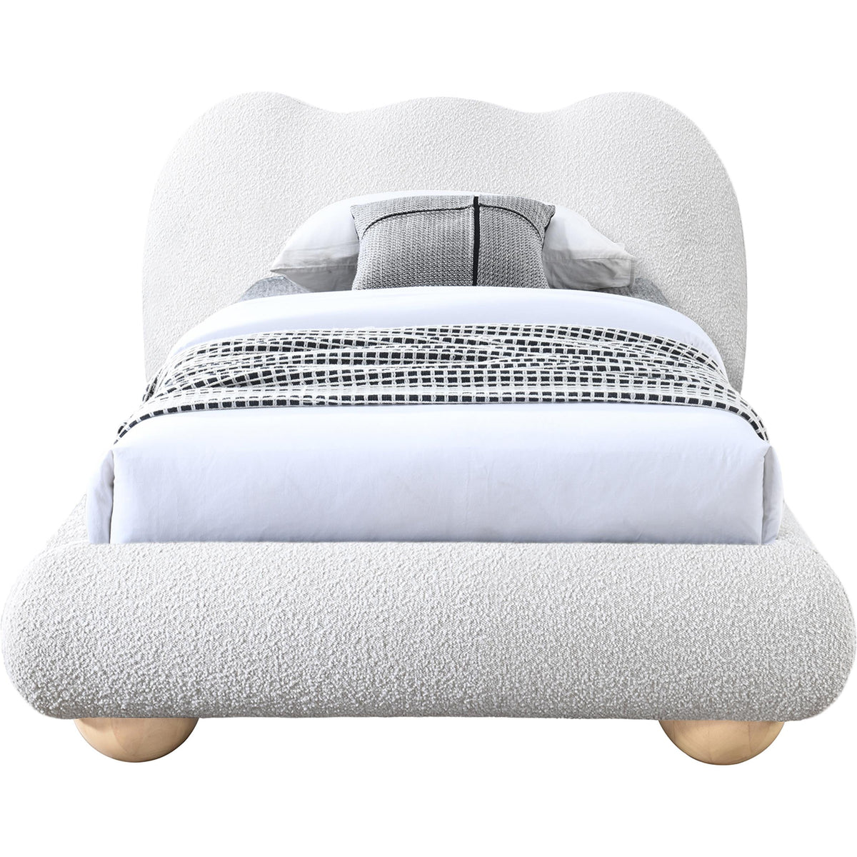 Meridian Hyde Cream Boucle Fabric Twin Bed (3 Boxes)