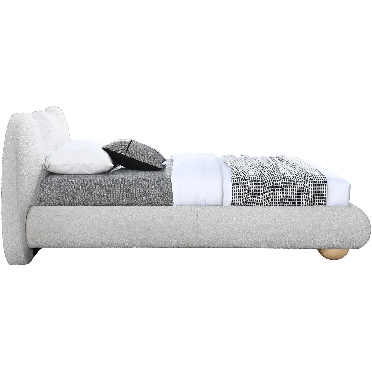 Meridian Hyde Cream Boucle Fabric Twin Bed (3 Boxes)
