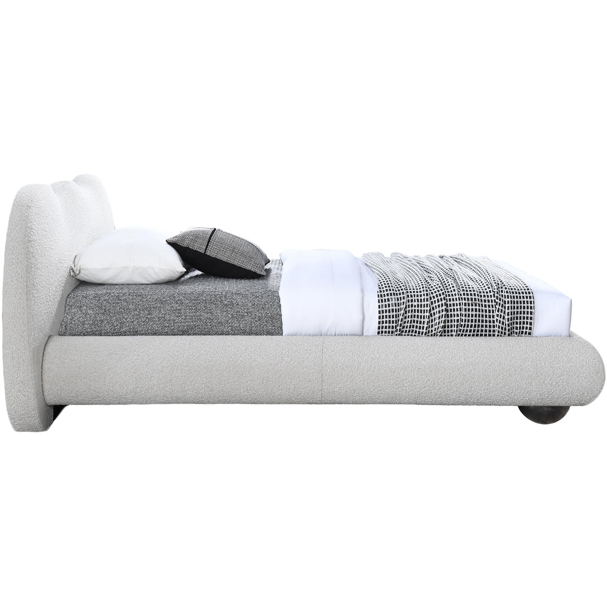 Meridian Hyde Cream Boucle Fabric Twin Bed (3 Boxes)