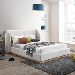 Meridian Jardin Cream Boucle Fabric King Bed (3 Boxes)