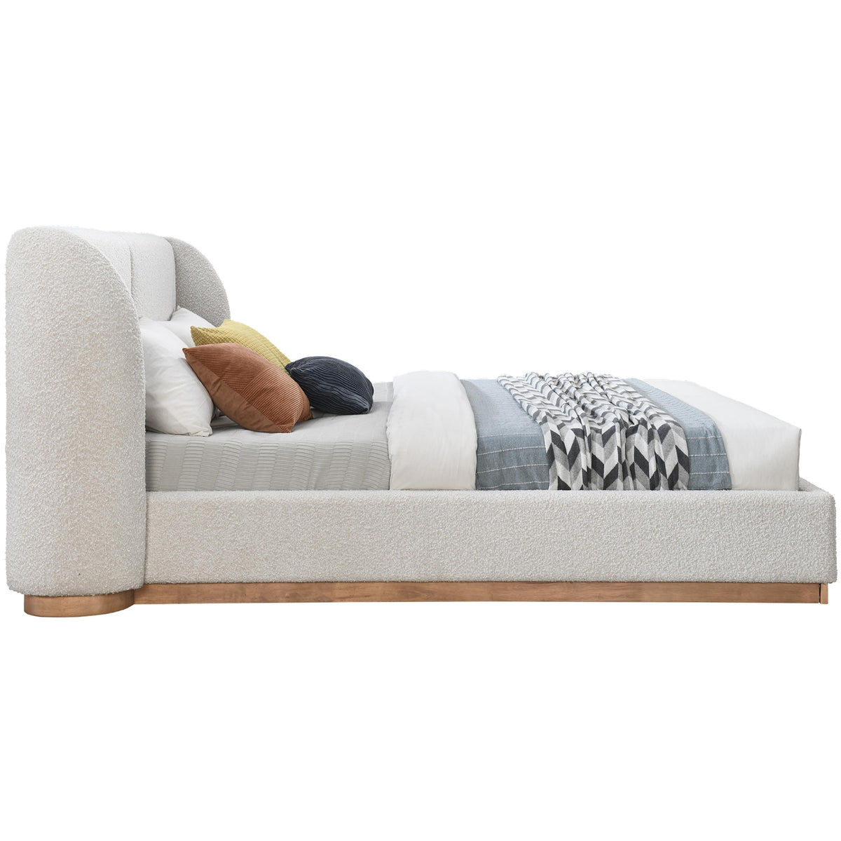 Meridian Jardin Cream Boucle Fabric King Bed (3 Boxes)