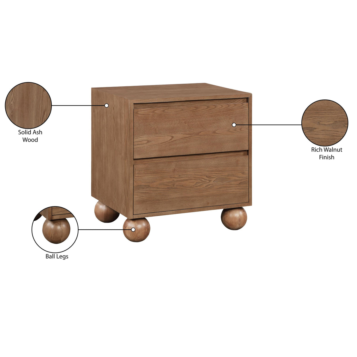 Meridian Kent Walnut Night Stand