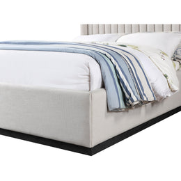 Meridian Logan Beige Linen Textured Fabric Queen Bed