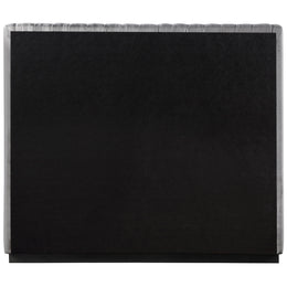 Meridian Logan Grey Linen Textured Fabric Queen Bed