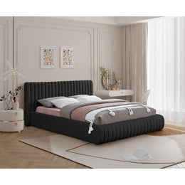 Meridian Nash Black Boucle Fabric King Bed