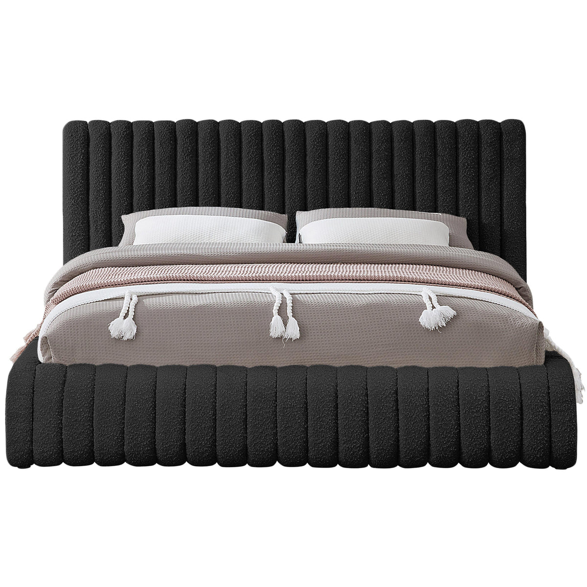 Meridian Nash Black Boucle Fabric King Bed