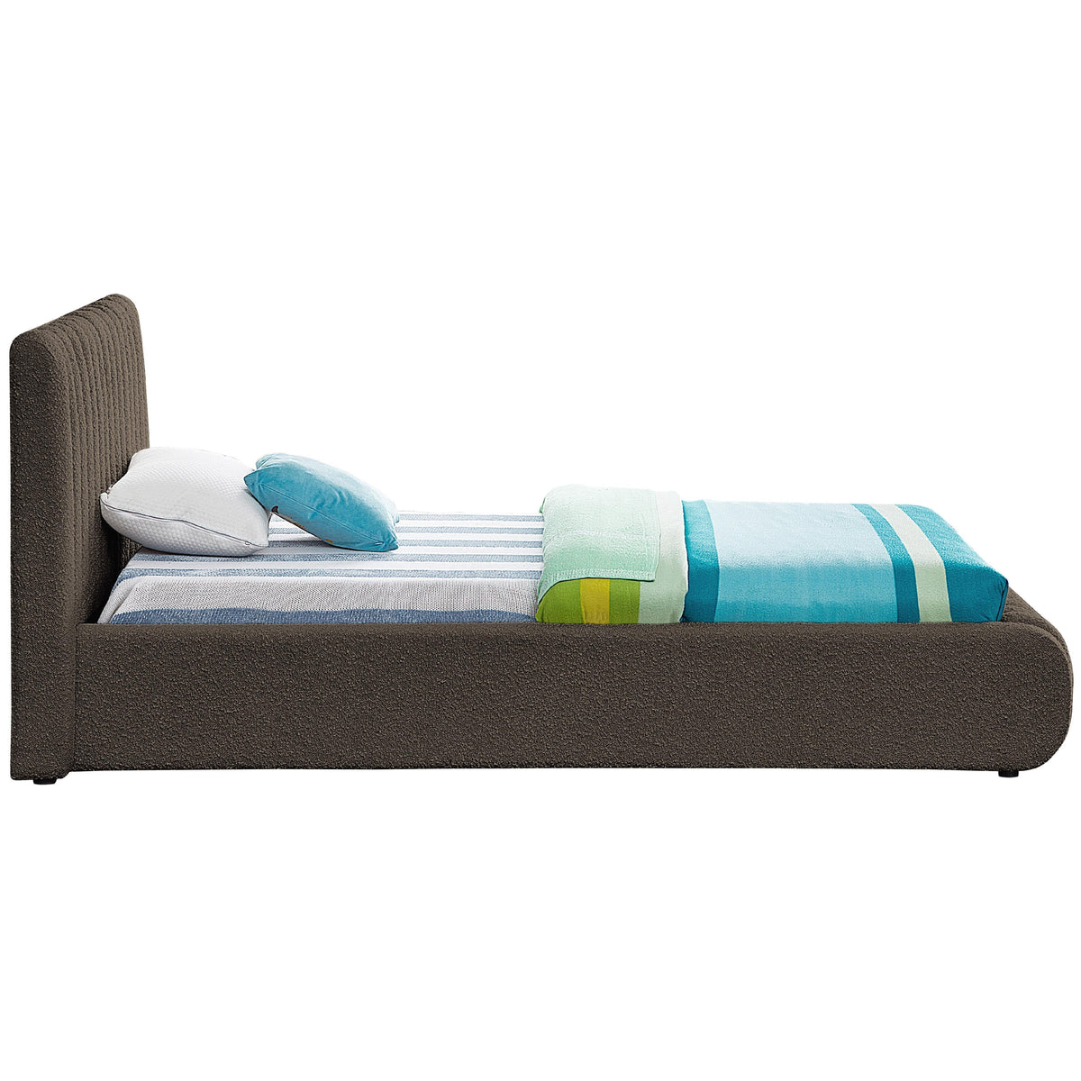 Meridian Nash Brown Boucle Fabric Twin Bed