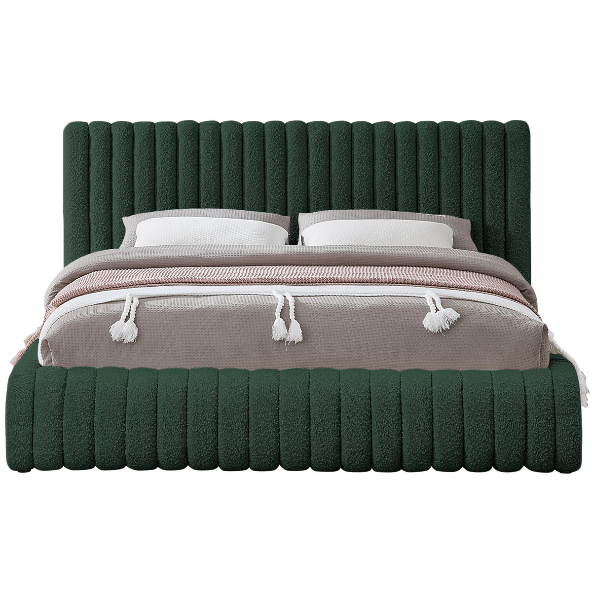 Meridian Nash Green Boucle Fabric King Bed