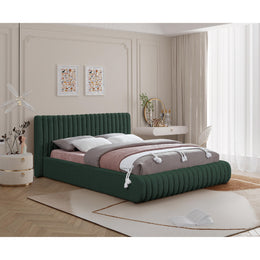 Meridian Nash Green Boucle Fabric Queen Bed