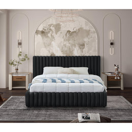Meridian Nico Black Velvet Full Bed