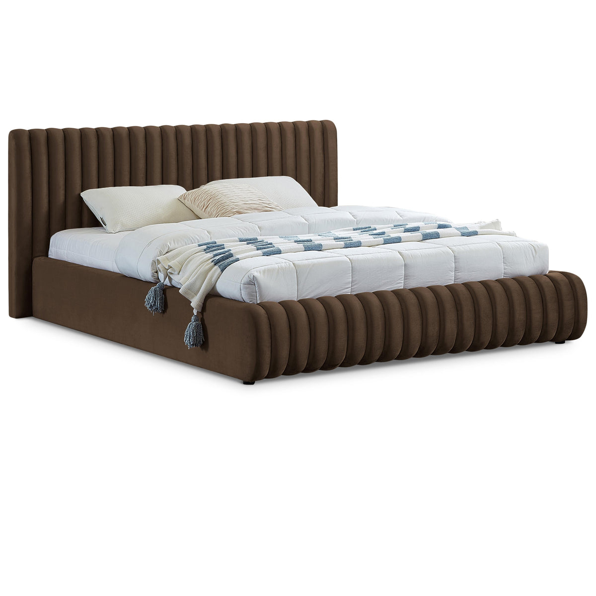 Meridian Nico Brown Velvet Queen Bed