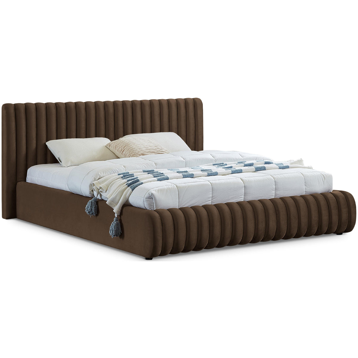 Meridian Nico Brown Velvet Queen Bed