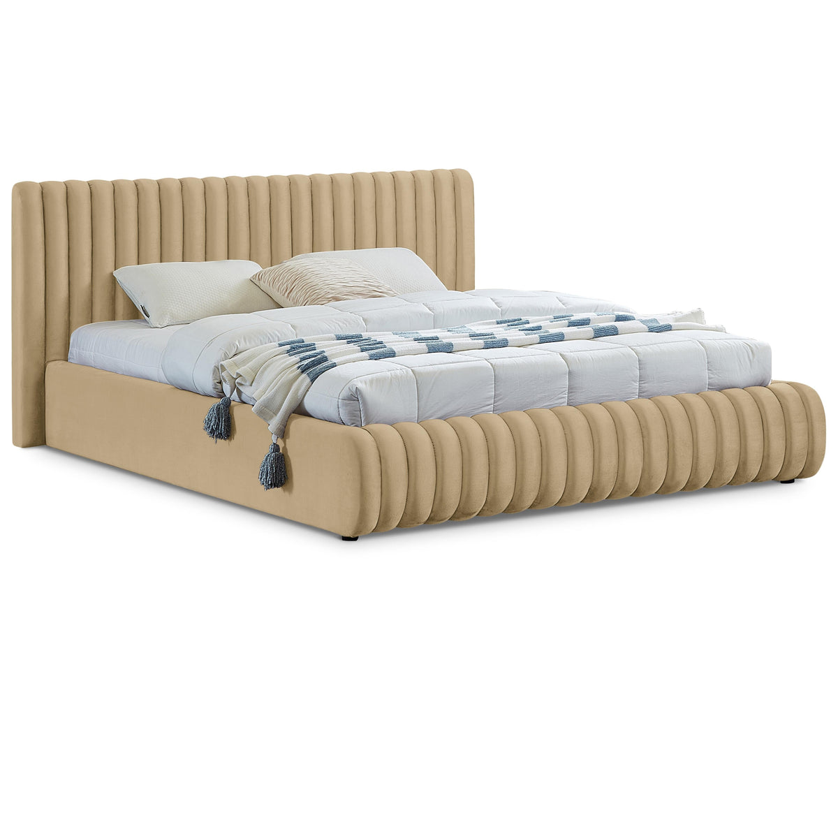 Meridian Nico Camel Velvet Full Bed
