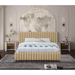 Meridian Nico Camel Velvet Full Bed