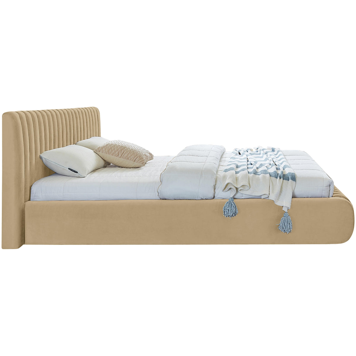 Meridian Nico Camel Velvet Full Bed