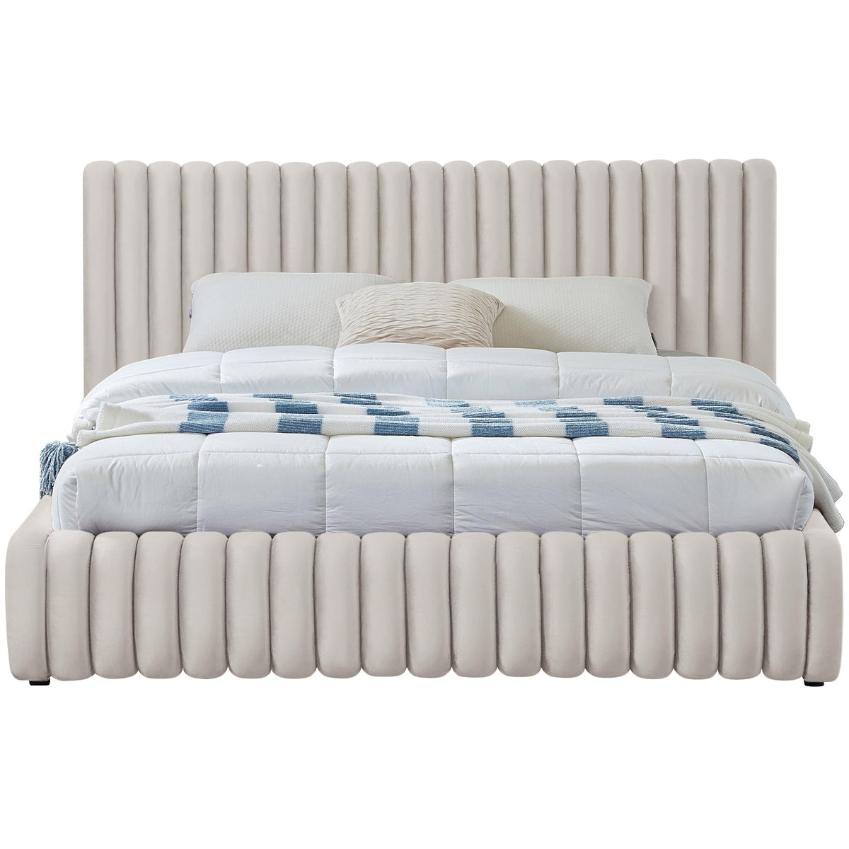 Meridian Nico Cream Velvet Full Bed
