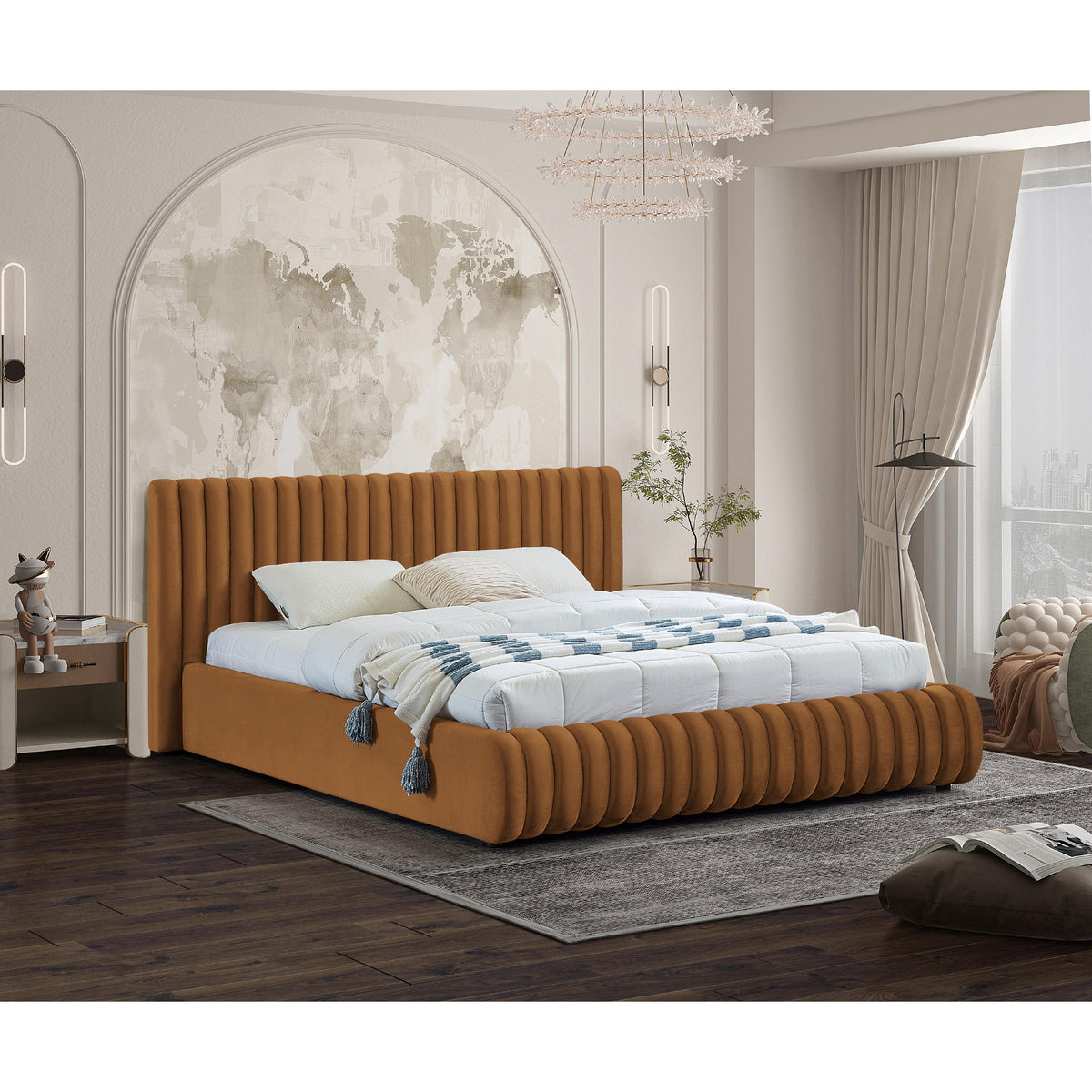 Meridian Nico Saddle Velvet King Bed