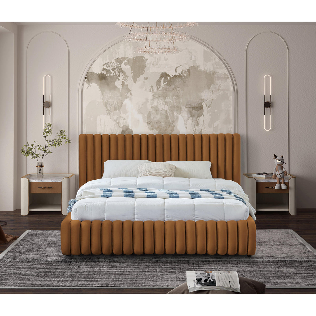 Meridian Nico Saddle Velvet King Bed