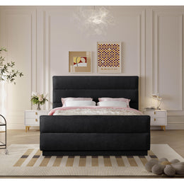 Meridian Paxton Black Chenille Fabric King Bed (3 Boxes)