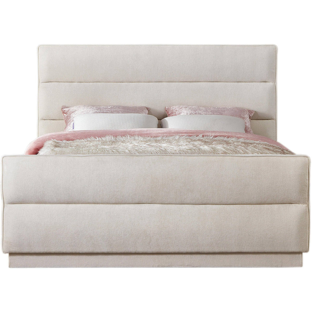 Meridian Paxton Cream Chenille Fabric Full Bed (3 Boxes)