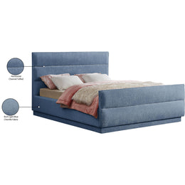 Meridian Paxton Light Blue Chenille Fabric Queen Bed (3 Boxes)