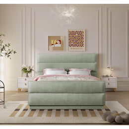 Meridian Paxton Mint Chenille Fabric King Bed (3 Boxes)