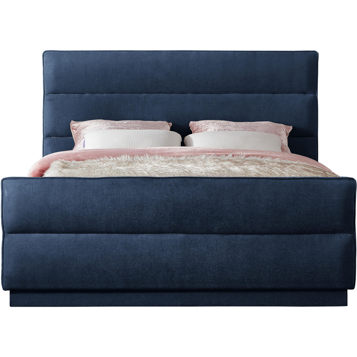 Meridian Paxton Navy Chenille Fabric Full Bed (3 Boxes)