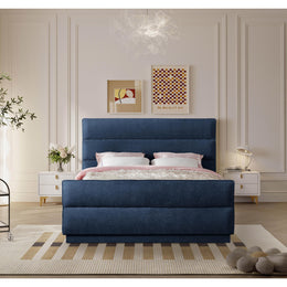 Meridian Paxton Navy Chenille Fabric King Bed (3 Boxes)