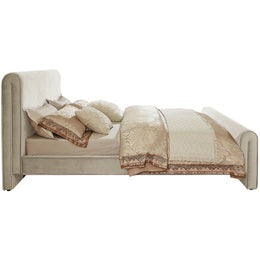 Meridian Sloan Cream Velvet King Bed (3 Boxes)