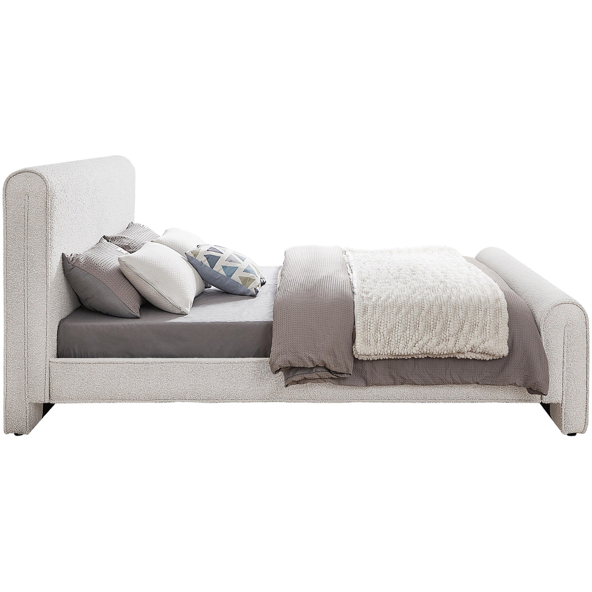 Meridian Stylus Cream Boucle Fabric Full Bed (3 Boxes)