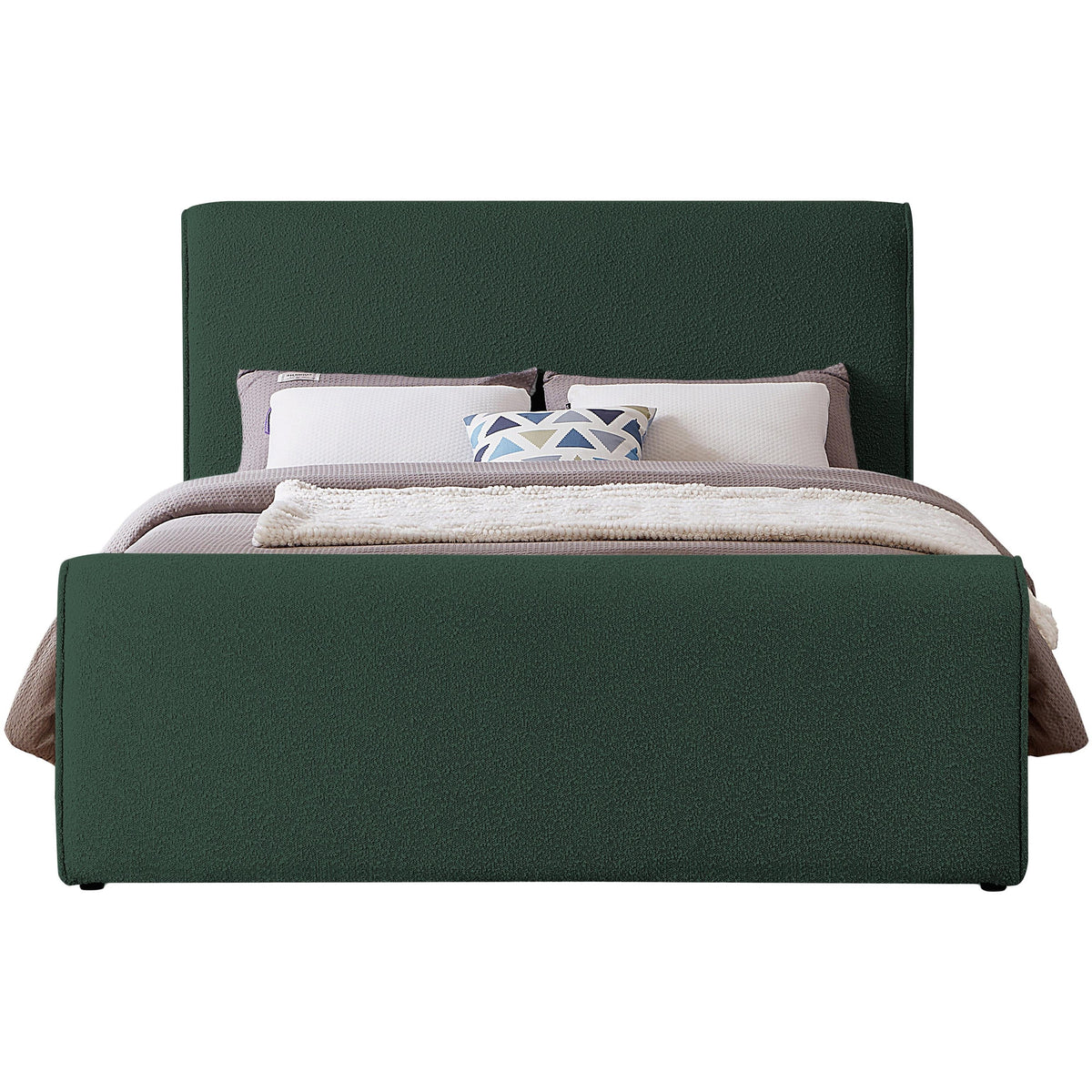 Meridian Stylus Green Boucle Fabric Full Bed (3 Boxes)