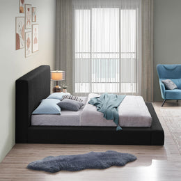 Meridian Terra Black Boucle Fabric Queen Bed