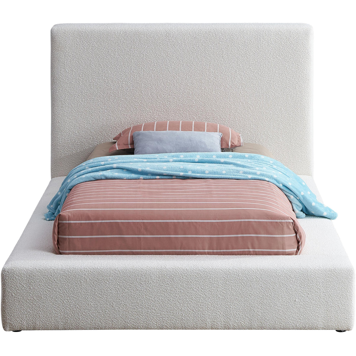 Meridian Terra Cream Boucle Fabric Twin Bed