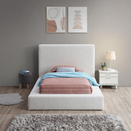 Meridian Terra Cream Boucle Fabric Twin Bed