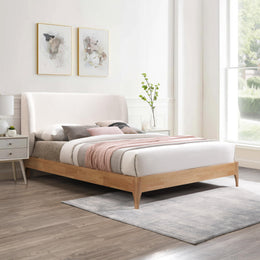 Meridian Ventura Cream Polyester Fabric Queen Bed