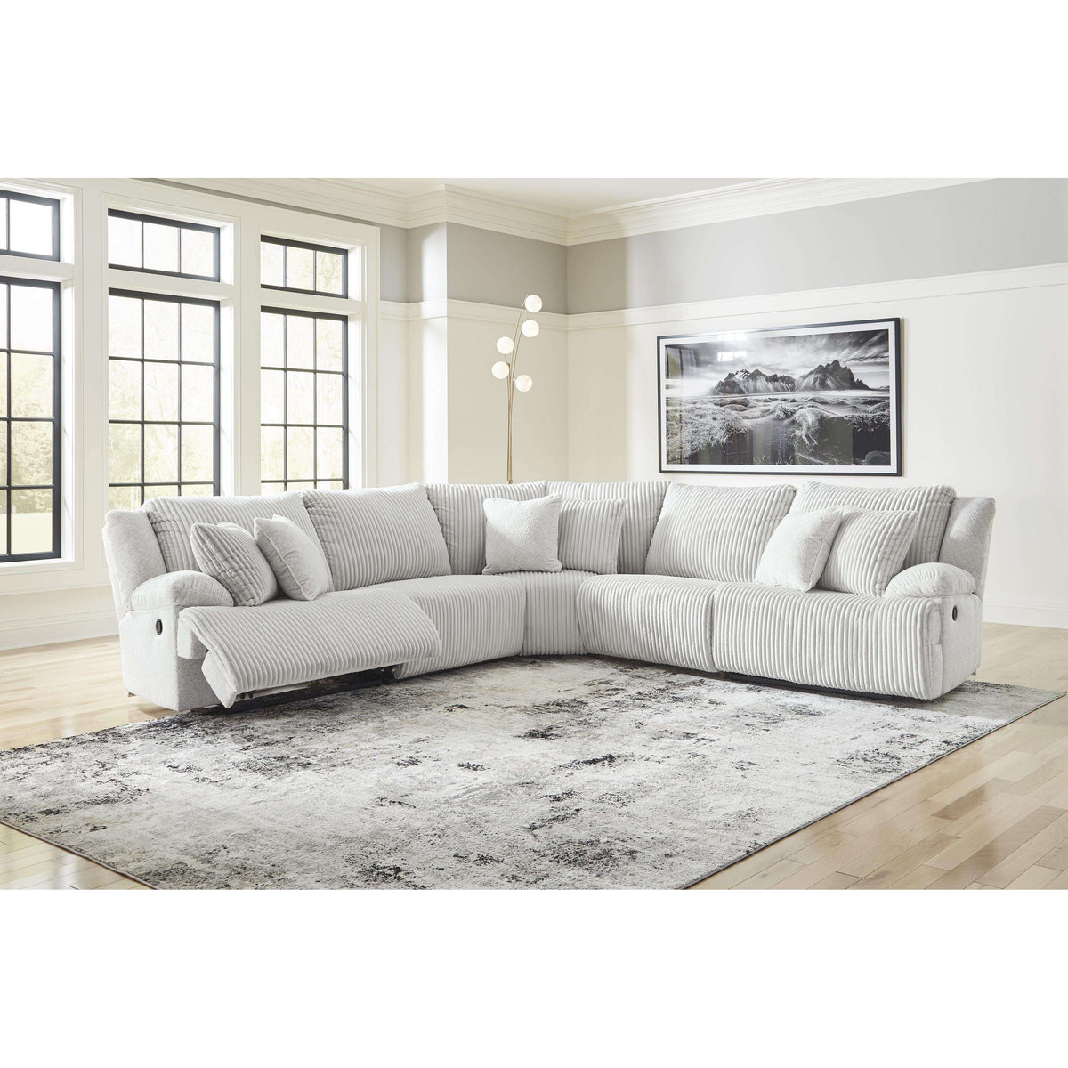 Swipe Furniture Exclusive Design Top Tier Reclining Fabric 5 pc Sectional 9270640/9270619/9270677/9270646/9270641