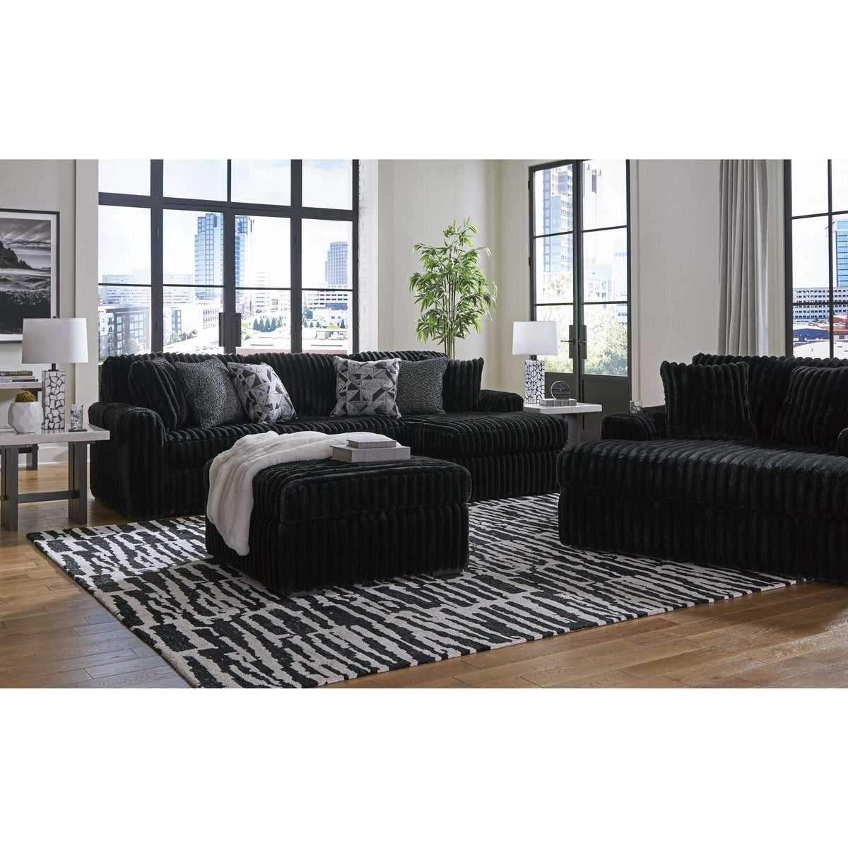 Swipe Furniture Exclusive Design Midnight-Madness Fabric Ottoman 9810308