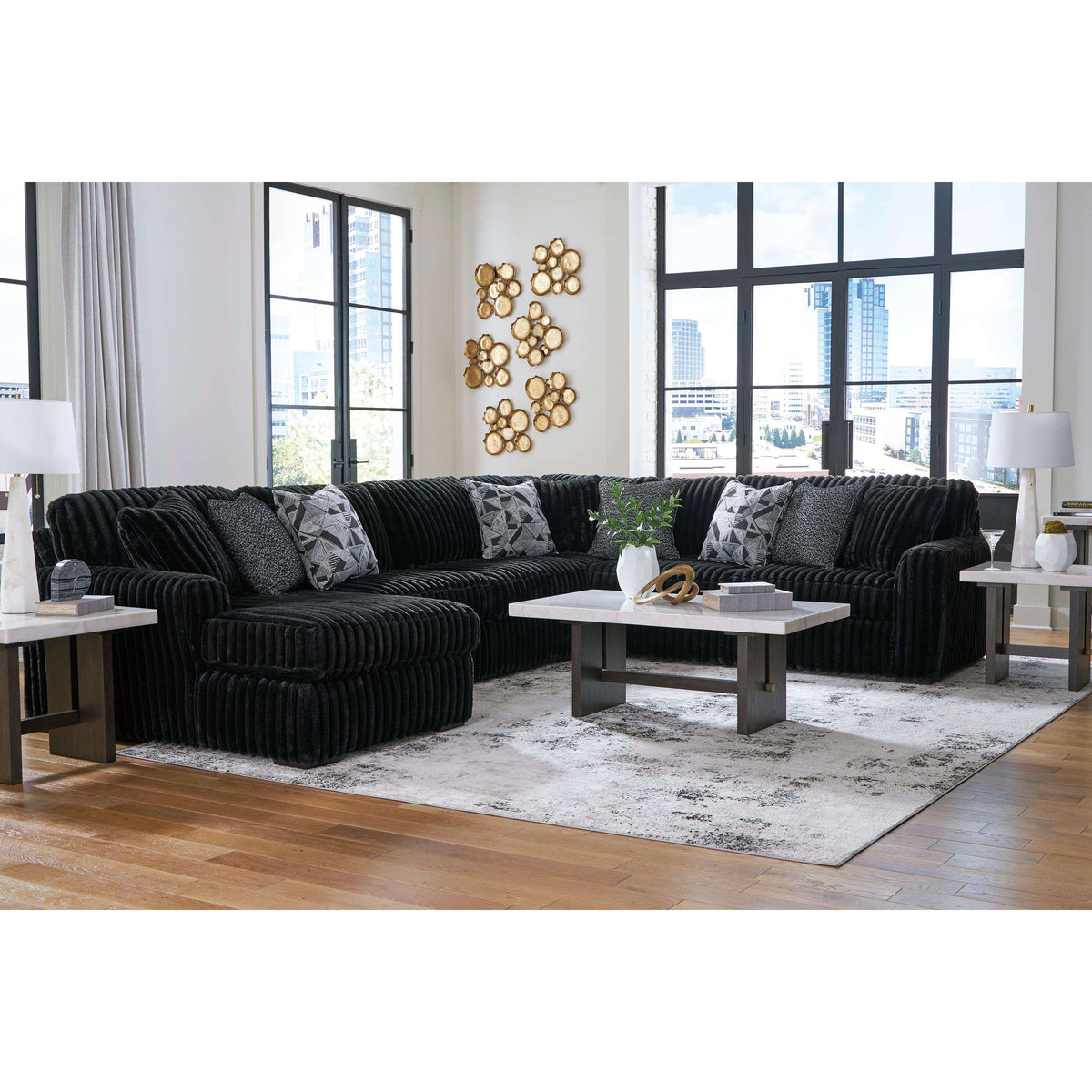 Swipe Furniture Exclusive Design Midnight-Madness Fabric 4 pc Sectional 9810316/9810334/9810377/9810367