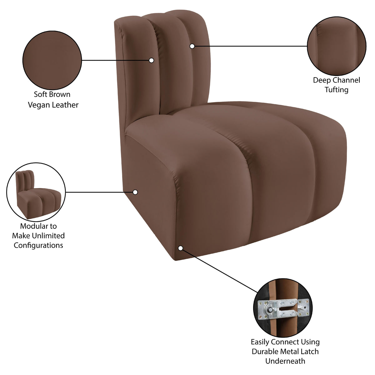 Meridian Arc Brown Vegan Leather Reverse Corner