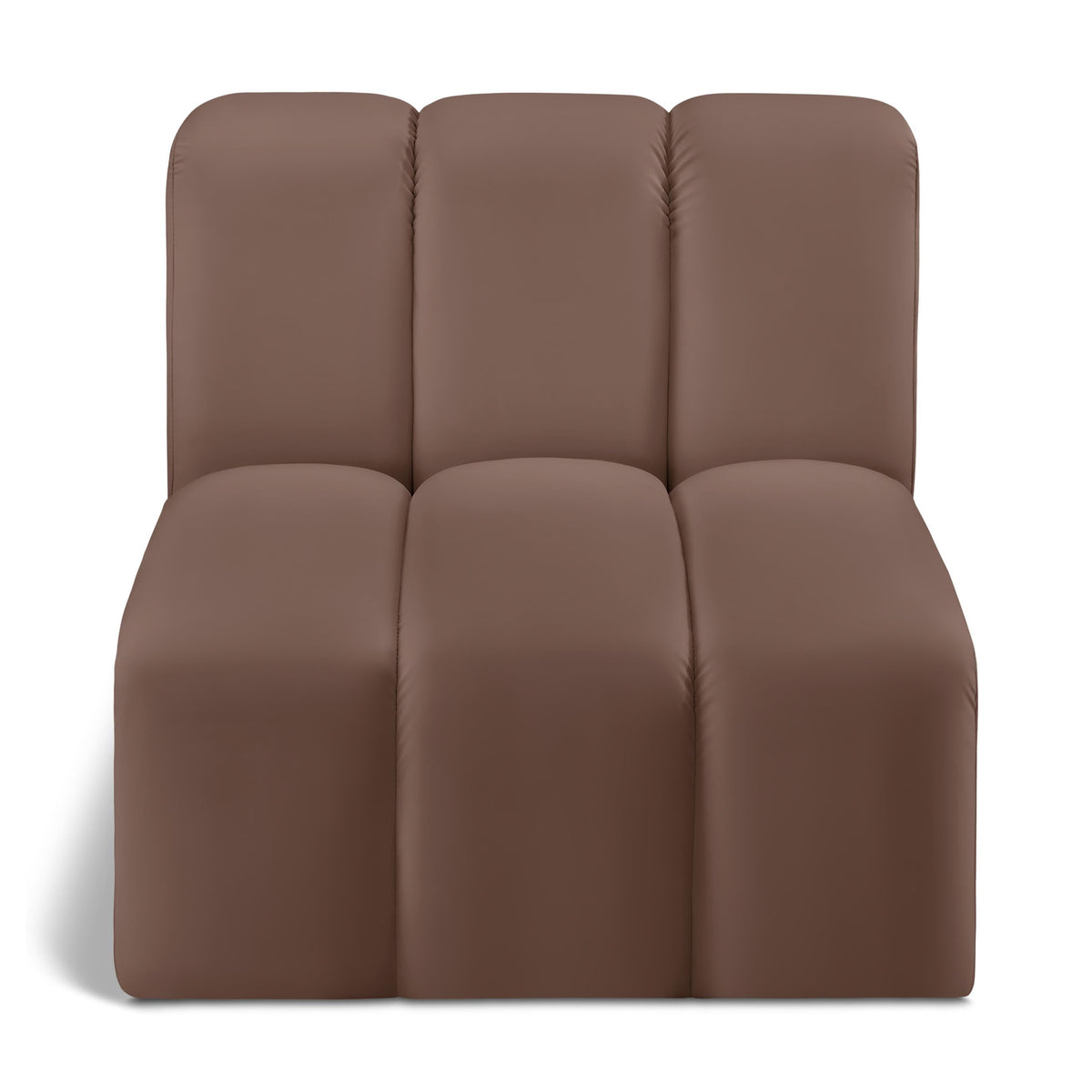 Meridian Arc Brown Vegan Leather Straight Chair